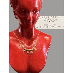 Argento Vivo 18kt Gold Over Sterling Silver Mama Block Letter Bead Necklace